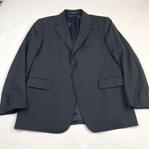 Theory Men's Large Wool Pinstripe Black Suit Coat Two Button Blazer Jacket MINT